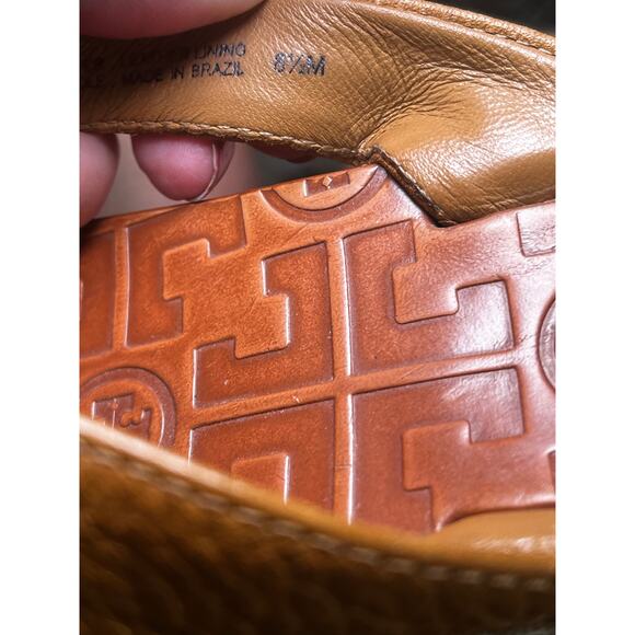 Tory Birch brown leather designer wedge sandal women' size 8.5M - Picture 4 of 5